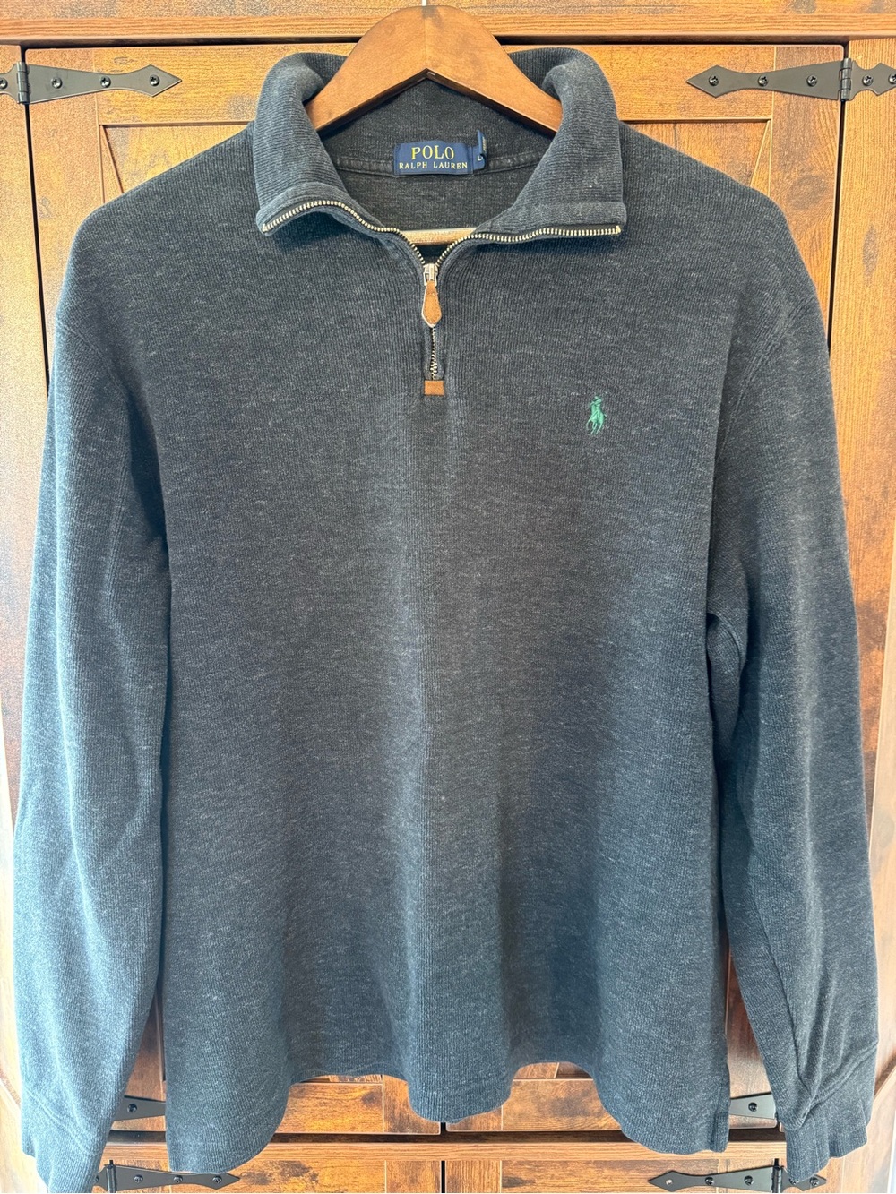 Polo by Ralph Lauren Men's Dark Gray Quarter-Zip Pullover large